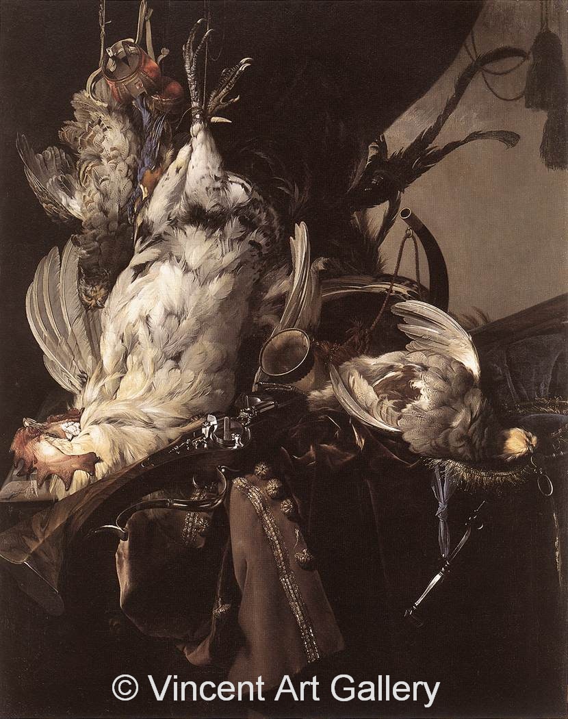 a1036 W.v. Aelst Still-Life of Dead Birds and Hunting Weapons